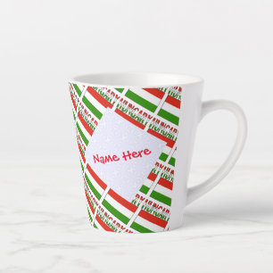 Hungary Hungarian Flag Tiled Red Personalized Latte Mug