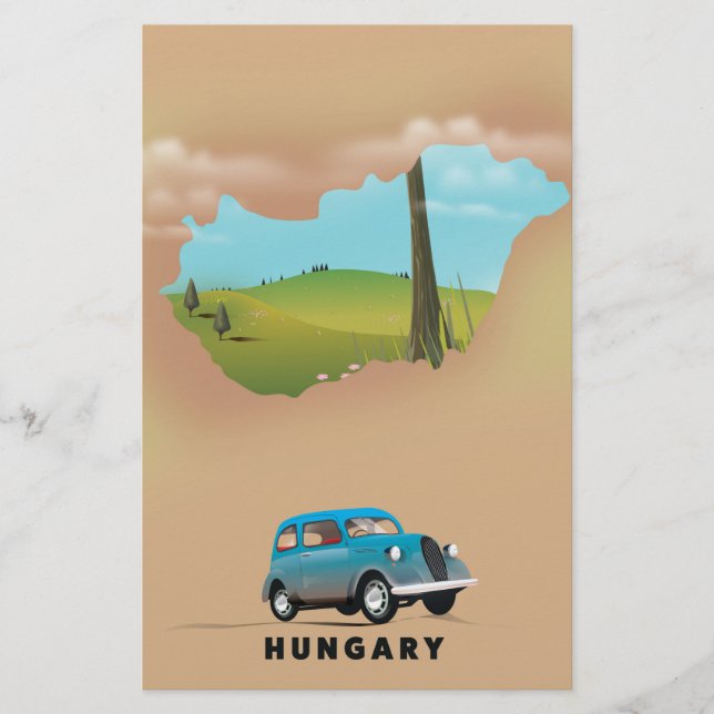 Hungary Illustrated map travel poster (Front)