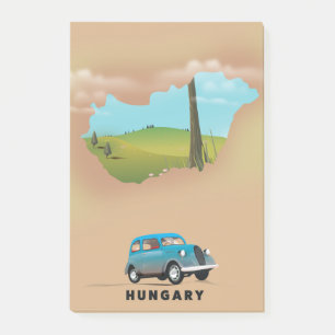 Hungary Illustrated map travel poster Post-it Notes
