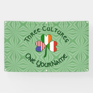 Hungary Ireland USA Shamrock Flag Personalized Banner