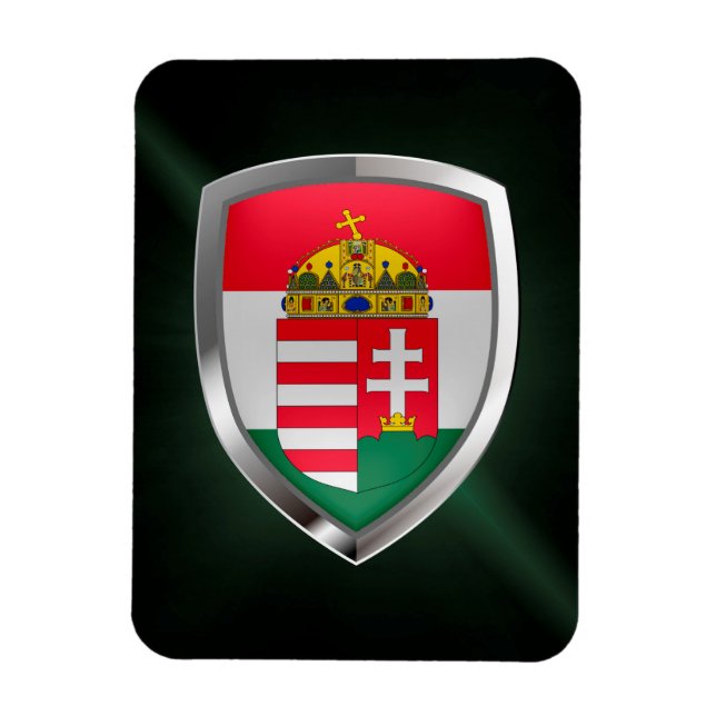 Hungary Metallic Emblem Magnet (Vertical)