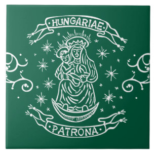 hungary religious motif medieval virgin mary jesus tile