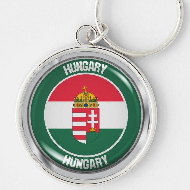 Hungary Round Emblem Keychain (Front)