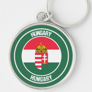 Hungary Round Emblem Keychain