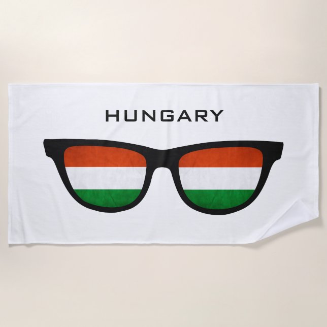 HUNGARY Shades custom text beach towel (Front)
