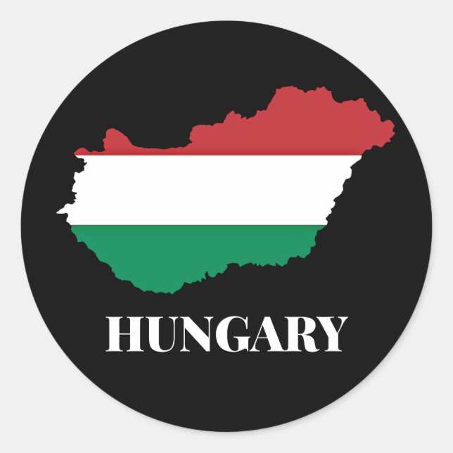 Hungary, silhouette and flag, classic round sticker (Front)
