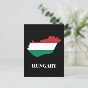 Hungary, silhouette and flag, postcard