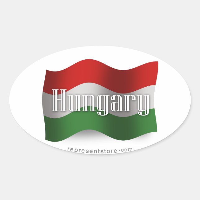 Hungary Waving Flag Oval Sticker (Front)
