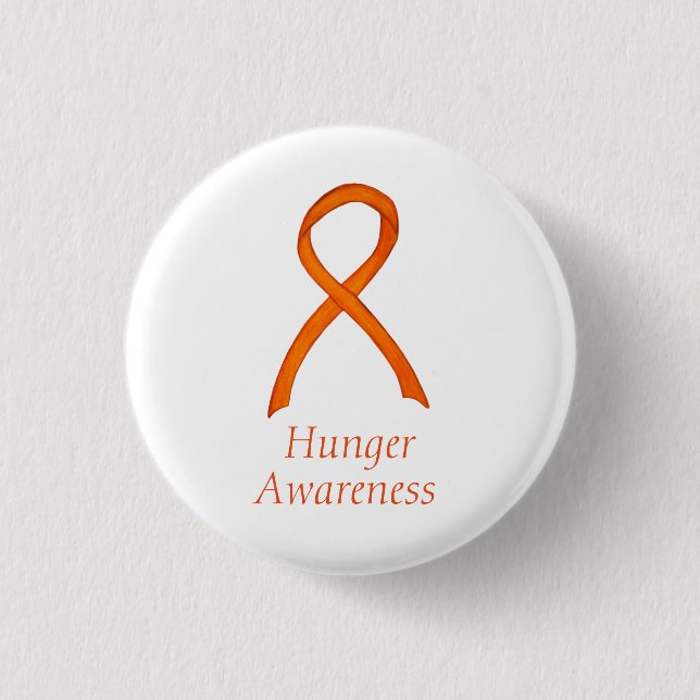 Hunger Orange Awareness Ribbon Custom Pin (Front)