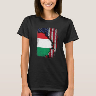 Hunggarian ROOTS Half American Flag Patrioitc Hung T-Shirt