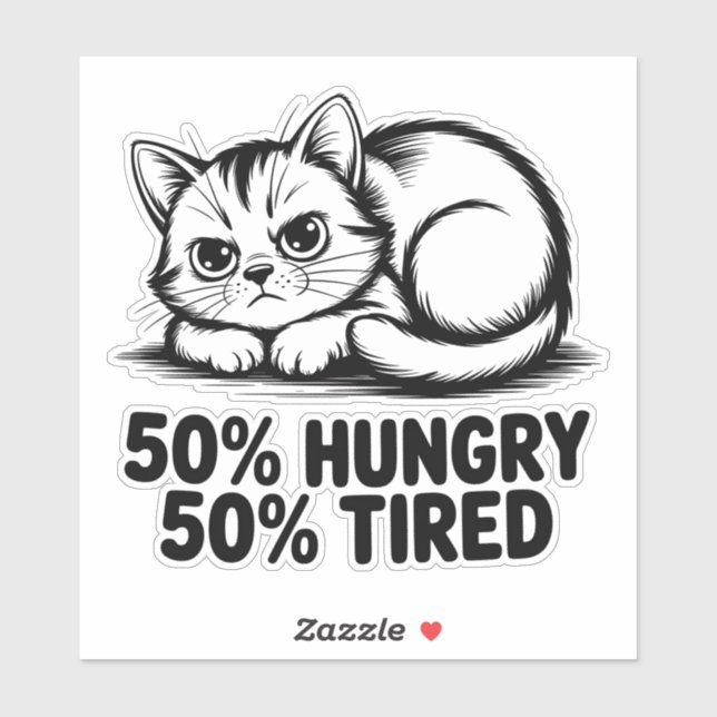 Hungry and Tired Cartoon Cat Mood (Sheet)