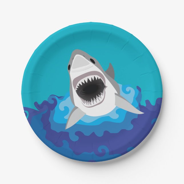 Hungry as a Shark Boy's Birthday Party Paper Plate (Front)
