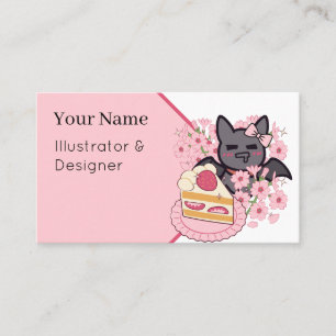 Hungry Bat and Strawberry Cake Business Card