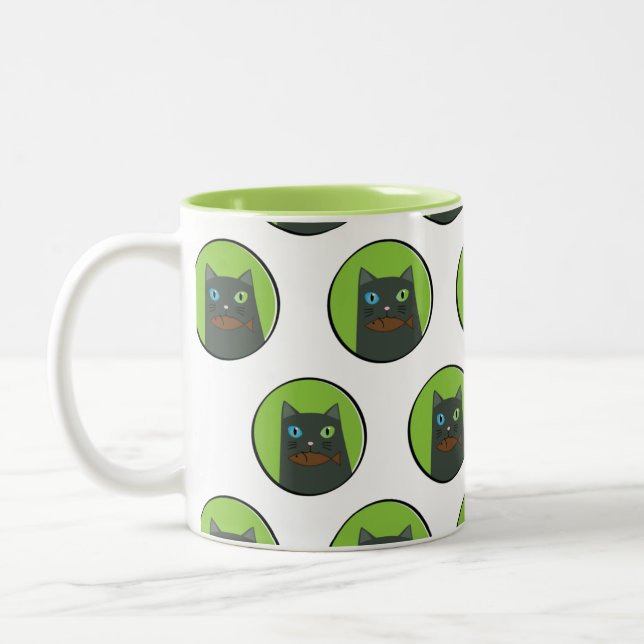 Hungry Cat Green Mug (Left)