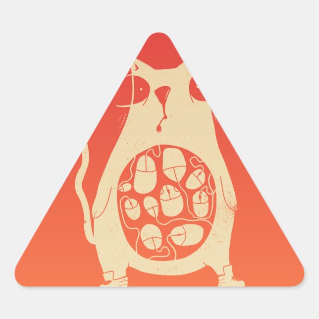 Hungry cat is hungry triangle sticker (Front)