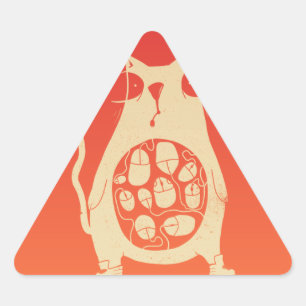 Hungry cat is hungry triangle sticker