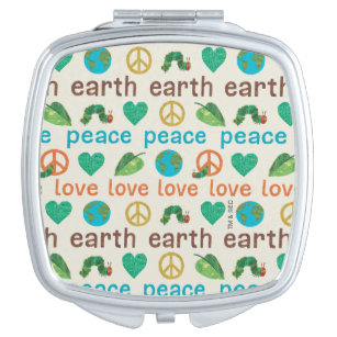 Hungry Caterpillar   Peace, Love, Earth Pattern Compact Mirror