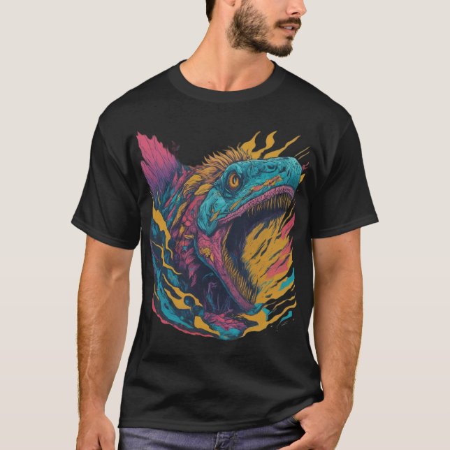 hungry colourful dinosore T-Shirt (Front)