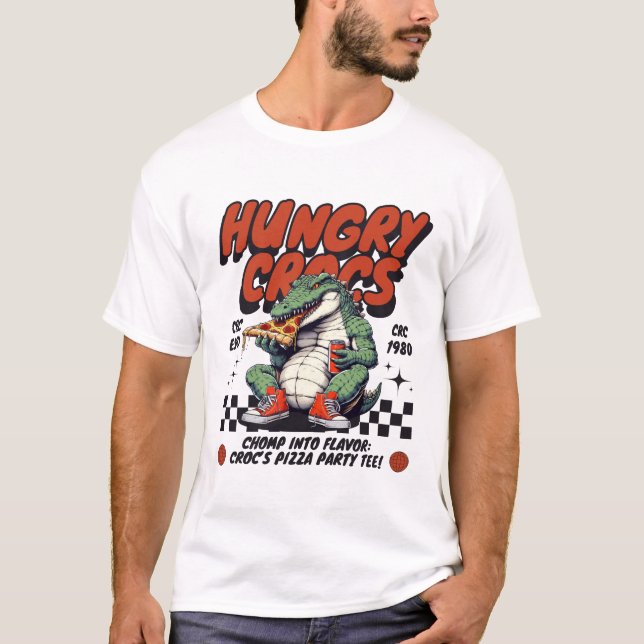 Hungry Crocodile (pizza) T-Shirt (Front)