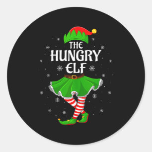 Hungry Elf Christmas Family Girls Women Elf Squad Classic Round Sticker