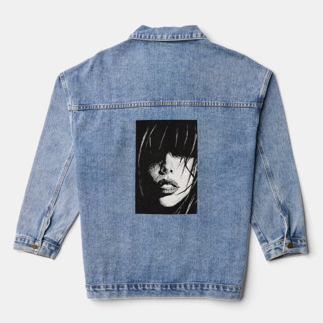 Hungry Eyes in Ink Denim Jacket (Back)