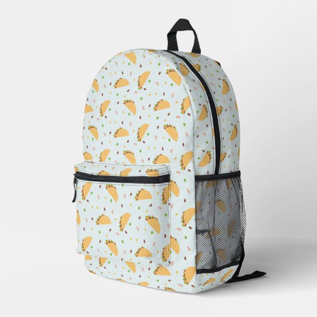 Hungry For Tacos Pattern Printed Backpack (Back Corner Right)