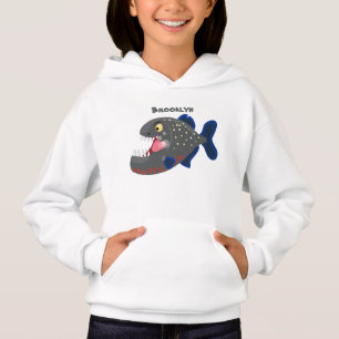 Hungry funny piranha cartoon illustration