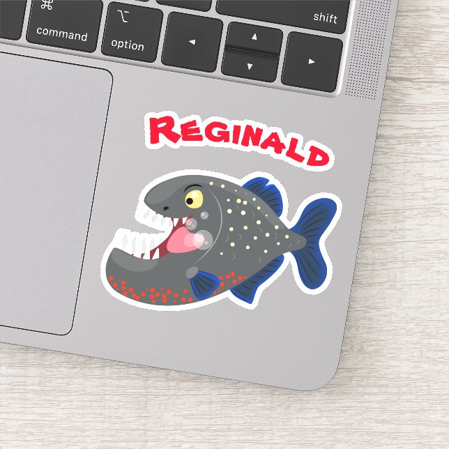 Hungry funny piranha cartoon illustration (Detail)