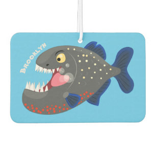 Hungry funny piranha cartoon illustration air freshener