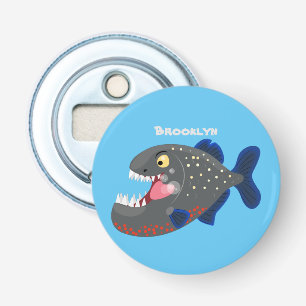 Hungry funny piranha cartoon illustration bottle opener