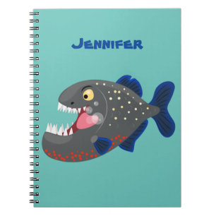 Hungry funny piranha cartoon illustration notebook