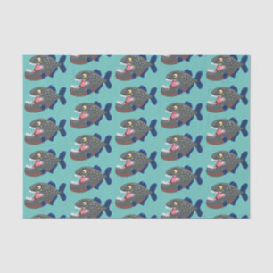 Hungry funny piranha cartoon illustration tissue paper