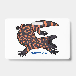 Hungry gila monster lizard cartoon illustration  badge
