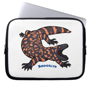 Hungry gila monster lizard cartoon illustration  laptop sleeve