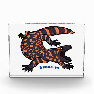 Hungry gila monster lizard cartoon illustration photo block