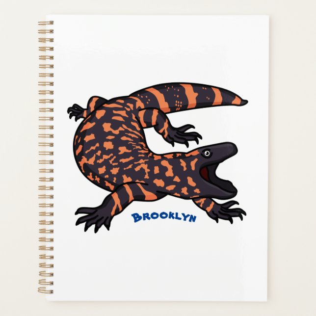 Hungry gila monster lizard cartoon illustration planner (Front)