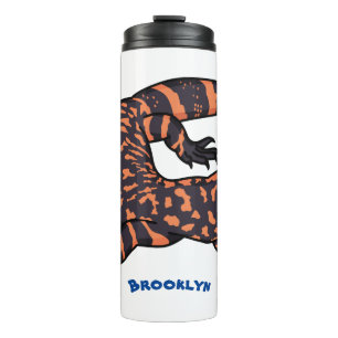 Hungry gila monster lizard cartoon illustration thermal tumbler