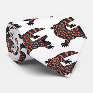 Hungry gila monster lizard cartoon illustration  tie