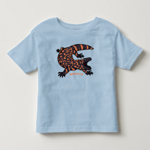 Hungry gila monster lizard cartoon illustration toddler t-shirt
