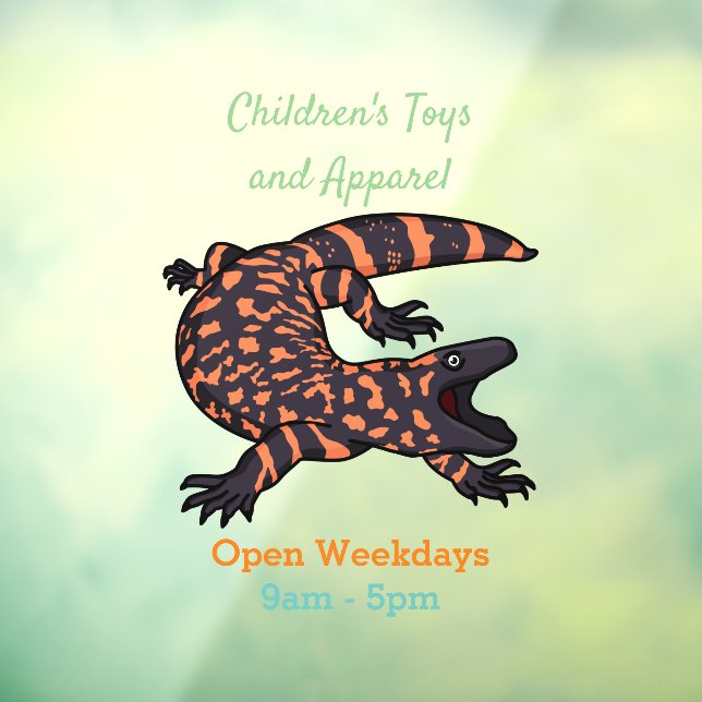 Hungry gila monster lizard cartoon illustration window cling (Sheet 3)