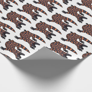 Hungry gila monster lizard cartoon illustration  wrapping paper