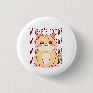 Hungry Ginger Cat  1 Inch Round Button