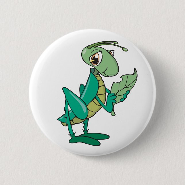 Hungry Grasshopper 2 Inch Round Button (Front)