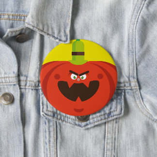 hungry halloween pumpkin 4 inch round button