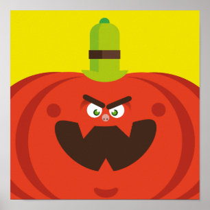 hungry halloween pumpkin poster