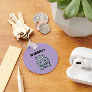Hungry Hippo Funny Kids Hippopotamus Cartoon Keychain