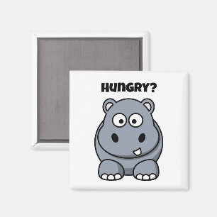 Hungry Hippo Funny Kids Hippopotamus Cartoon Magnet