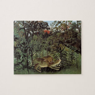 Hungry Lion by Henri Rousseau, Vintage Wild Animal Jigsaw Puzzle