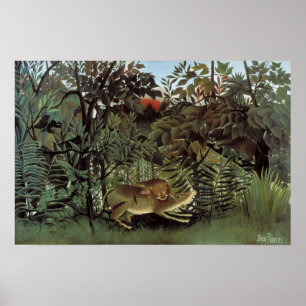 Hungry Lion by Henri Rousseau, Vintage Wild Animal Poster