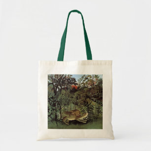 Hungry Lion by Henri Rousseau, Vintage Wild Animal Tote Bag